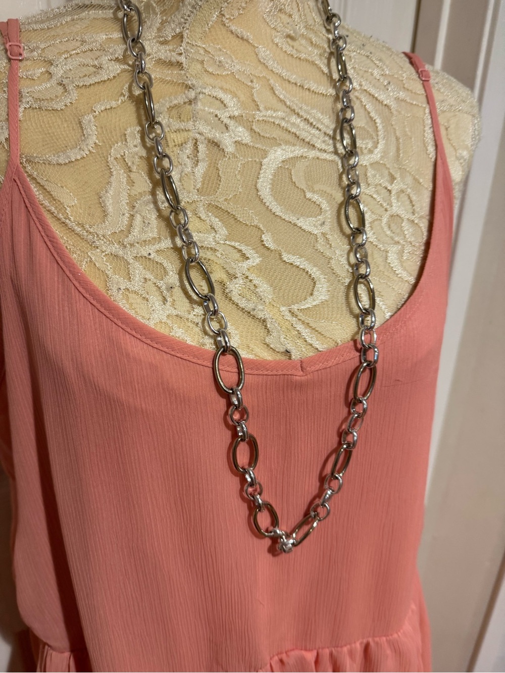 LC Lauren Conrad Peach Tiered Spaghetti-Strap Maxi Dress - Picture 3 of 6